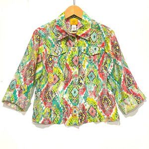 Ruby Rd. aztec southwestern‎ colorful button up over shirt blazer size 8